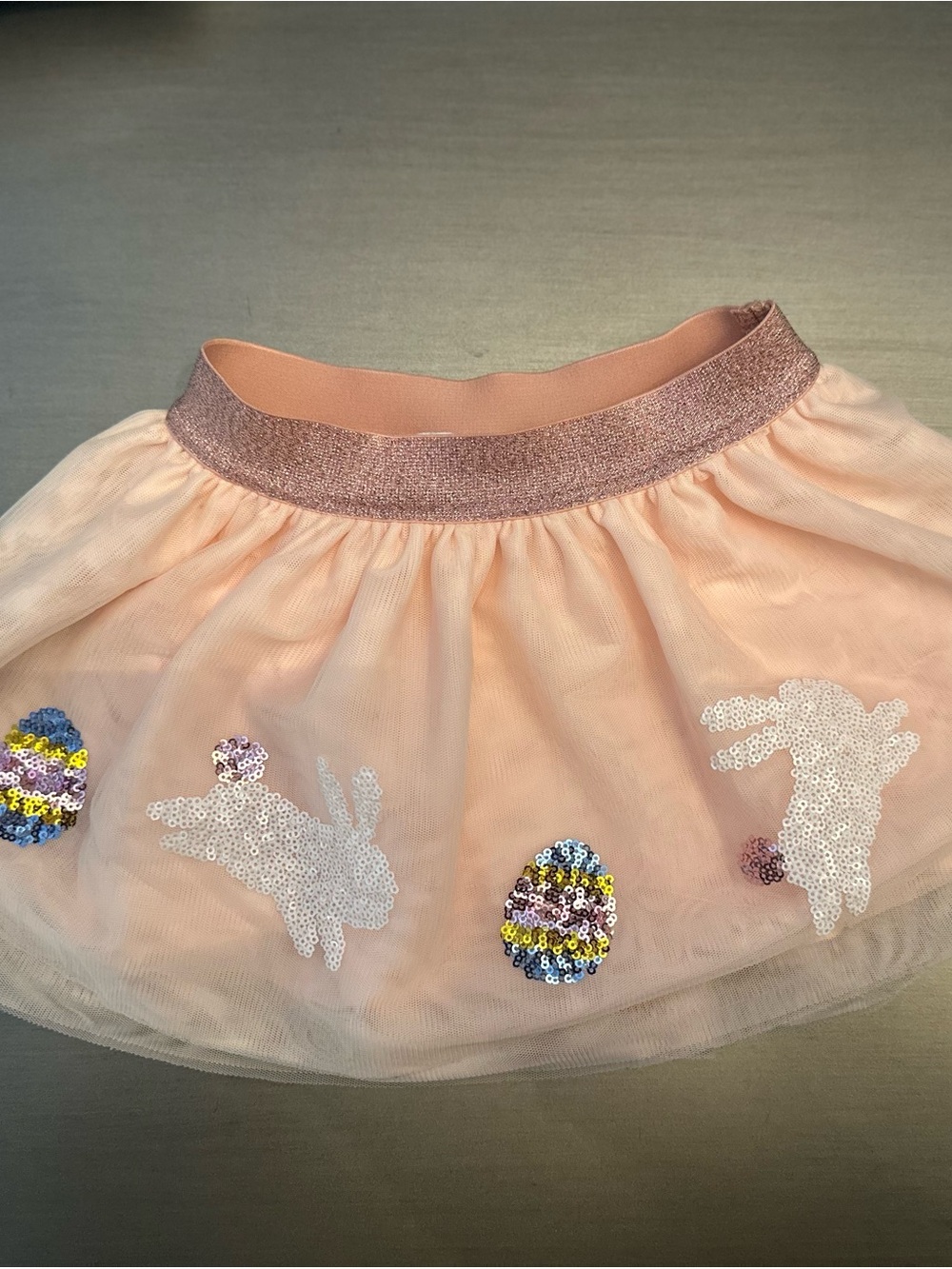 Girls Pink Sequin Bunny Tulle Skirt